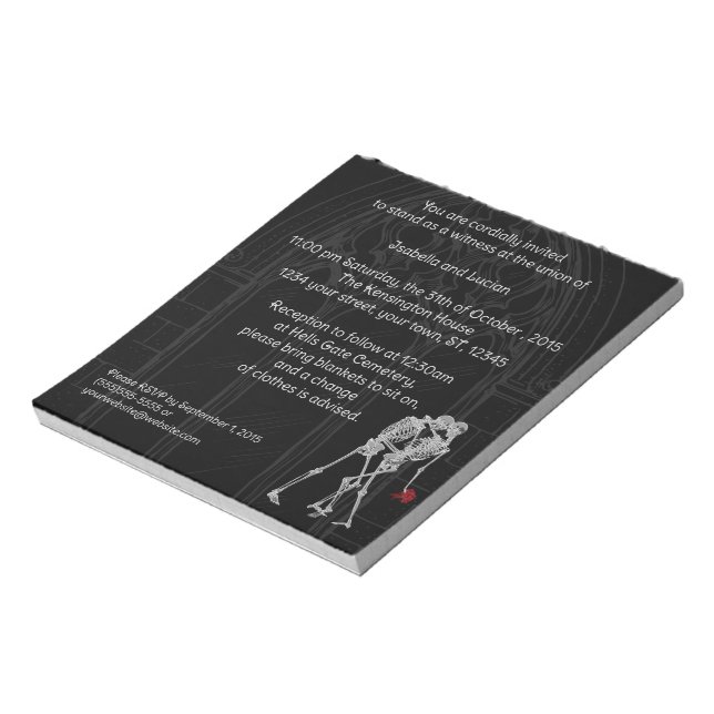 Bloc-note Esquisse de mariée et de chambre Goth Faire-part d (Tourné)