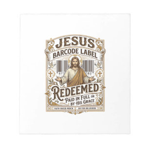 Bloc-note Étiquette de code-barres Jésus Rachetée Jésus Code