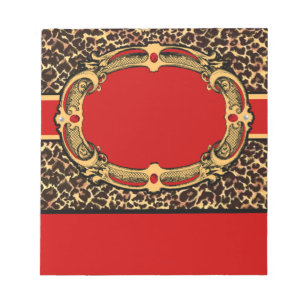 Bloc-note Étiquette rouge Motif Cheetah