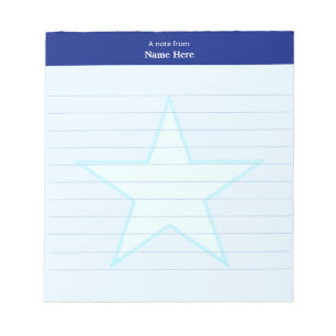 Bloc-note Étoile bleu clair et ligné avec en-tête bleu