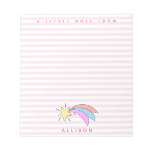 Bloc-note Étoile de tir mignonne - Filles rayées roses