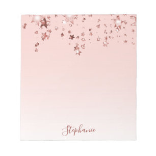 Bloc-note étoiles brillantes or rose cuivre ombre girly past