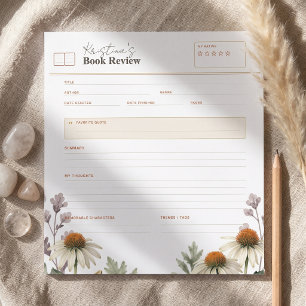 Bloc-note Examen de livre de Coneflower botanique rustique e