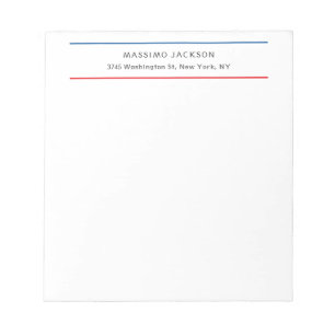 Bloc-note Exclusif Personnel Moderne Bleu Rouge Blanc