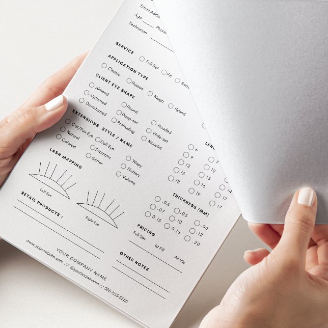 Bloc-note Eyelash Extension Client Enregistrement 40 Pages (Eyelash Extension Client Record Form)