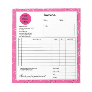 Bloc-note Facture de la société Pink White Doodle Company