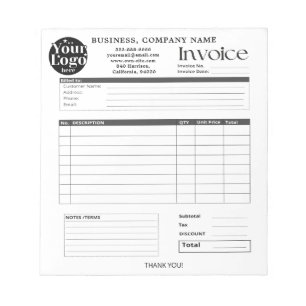 Bloc-note Facture de petite entreprise avec logo personnalis
