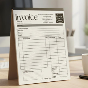 Bloc-note Facture de petite entreprise avec logo personnalis