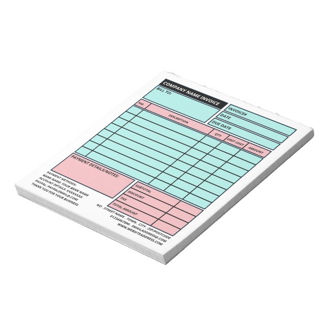 Bloc-note Facture/devis pour petites entreprises professionn (Tourné)