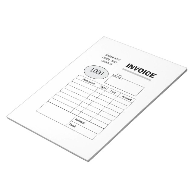 Bloc-note Facture professionnelle personnalisée (Incliné)