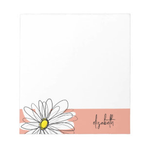 Bloc-note Faisceau blanc et corail avec texte personnalisé