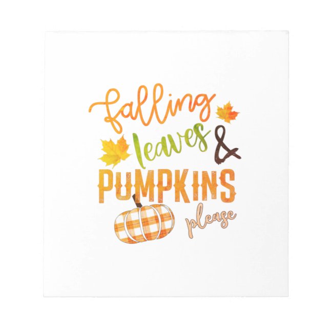 Bloc-note Falling Feuille & Citrouille Please Thanksgiving (Devant)