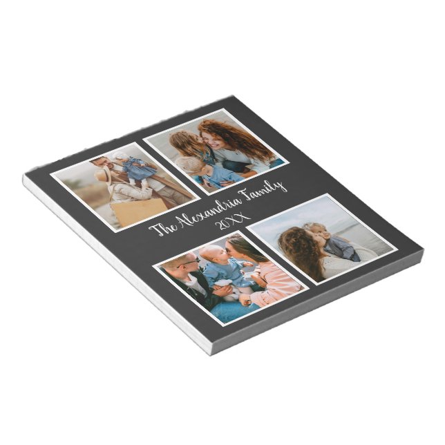 Bloc-note Famille personnalisée 4 photo collage modèle (Incliné)