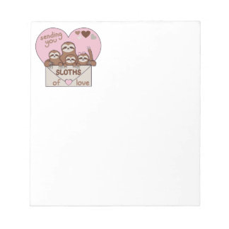 Bloc-note Family of Sloths with Envelope, Heart and Text