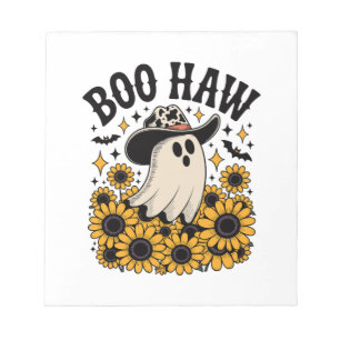 Bloc-note Fantôme de vache occidentale d'Halloween Boo Haw