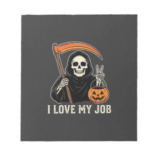 Bloc-note Faucheuse J'aime Mon Travail Design Halloween