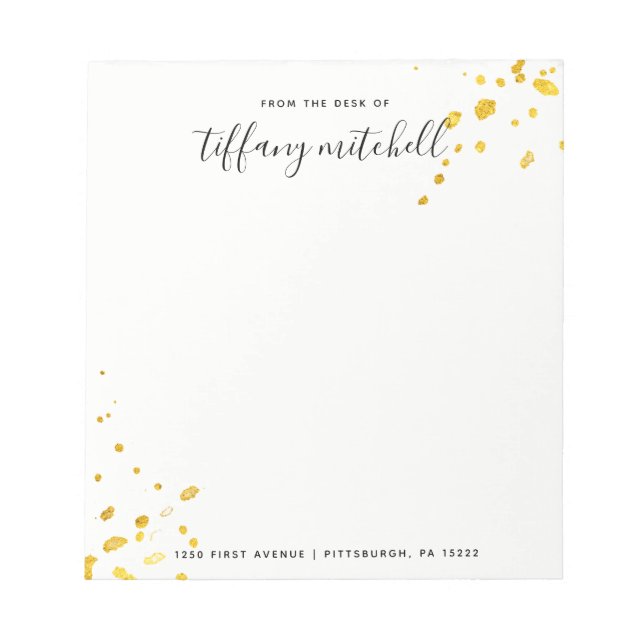 Bloc-note Faux Gold Splashes avec une typographie élégante (Devant)