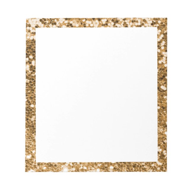 Bloc-note Faux Sparkly Gold Parties scintillant Bordure Blan (Devant)