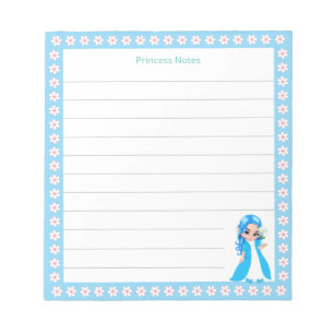 Bloc-note Fée céleste Princesse & Fleurs blanches sur Lined