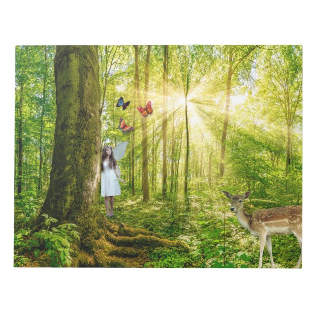 Bloc-note Fée dans la forêt magique avec Bambi et papillon (Devant)