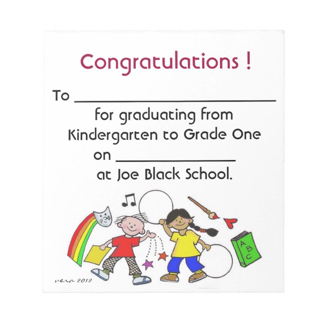 Bloc-note Félicitation ! Graduation de la maternelle (Devant)