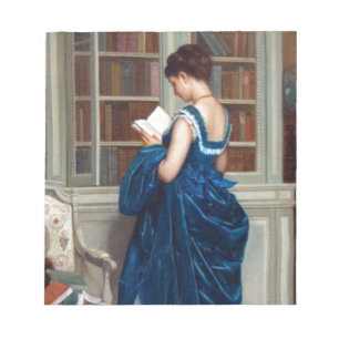 Bloc-note Femme élégante victorienne lisant dans une bibliot