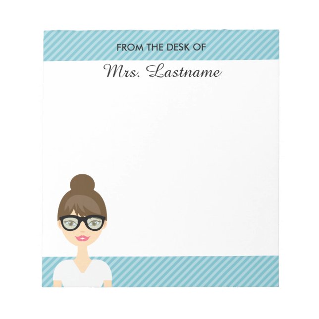 Bloc-note Femme Enseignante Mignonne Brunette Avec Texte Per (Devant)