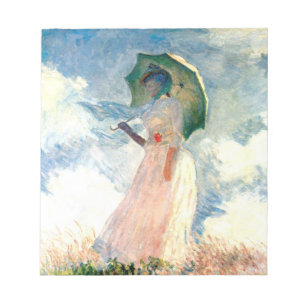 Bloc-note Femme Monet avec un parasol face à gauche