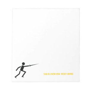Bloc-note Fencer black silhouette with sword fencing custom