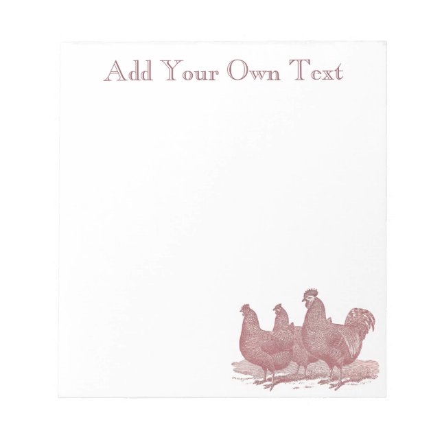 Bloc-note Ferme de poulet de Rooster rouge et Poules Plymout (Devant)