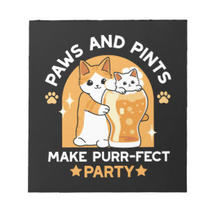 Bloc-note Fête de la bière colorée fête du chat - Pâtes et p