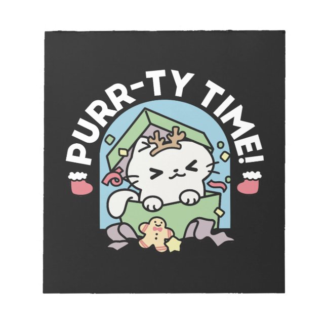 Bloc-note Fête de Noël avec Purr-ty Time Cat (Devant)