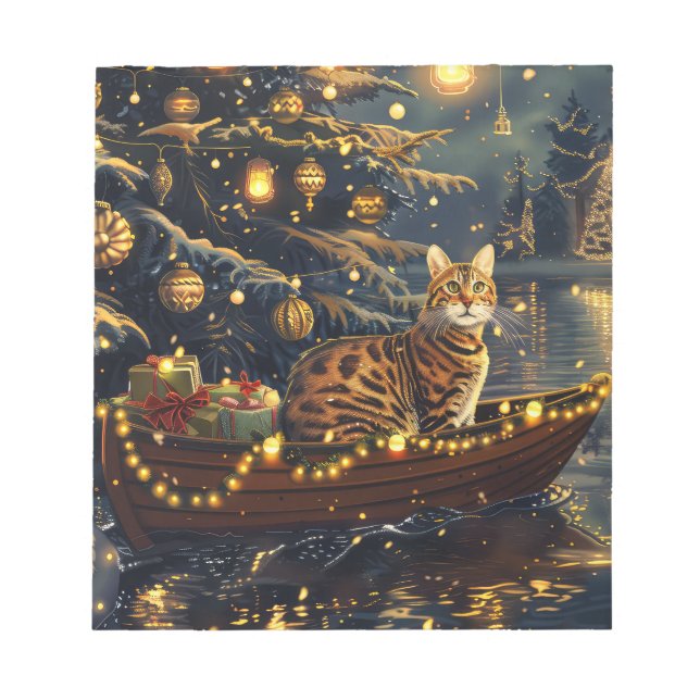 Bloc-note Fête de Noël du chat du Bengale Voyage (Devant)
