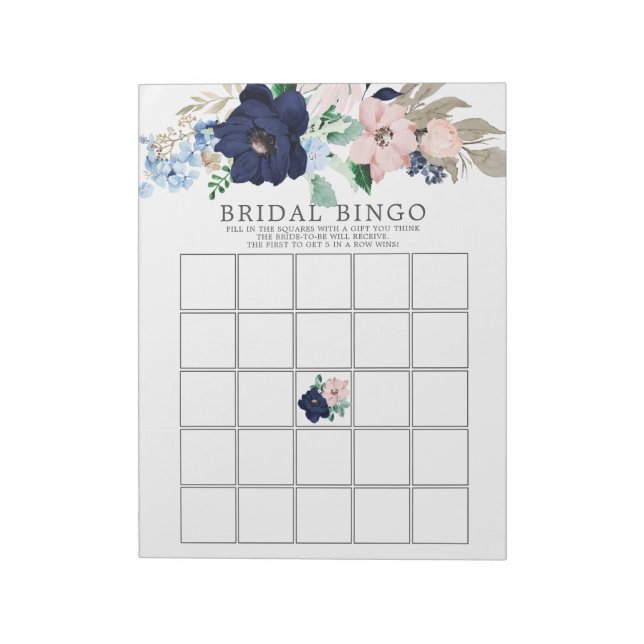 Bloc-note Fête des mariées bleu et bleu marine Jeu de Bingo (Tourné)