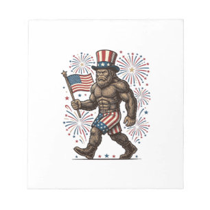 Bloc-note Feu d'artifice de Sasquatch patriotique Gravure vi