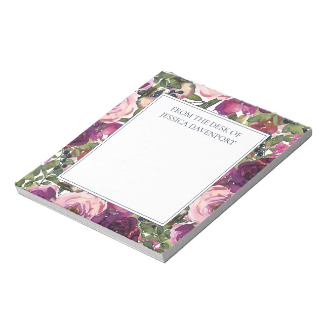 Bloc-note Feuillage Floral Rose Brougeâtre De Bourgogne Du B (Tourné)