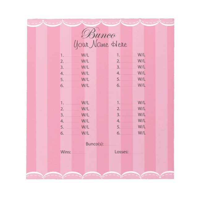 Bloc-note Feuille de Bunco Rose pour Dames (Devant)