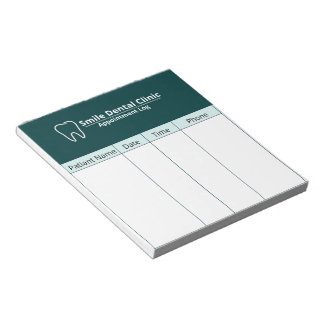 Bloc-note Feuille de registre des rendez-vous dentaires pour