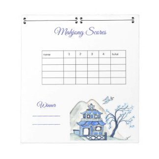 Bloc-note Feuille de score Mahjong Blue Pagoda