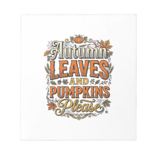 Bloc-note Feuilles D'automne Et Citrouilles S'il Vous Plaît 