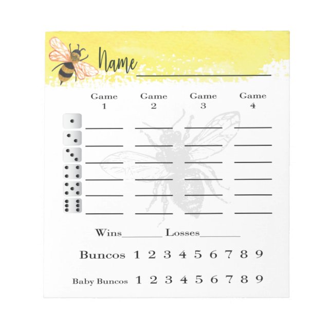 Bloc-note Feuilles de note Bunco Bee (Devant)