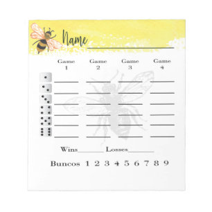 Bloc-note Feuilles de note Bunco Bee