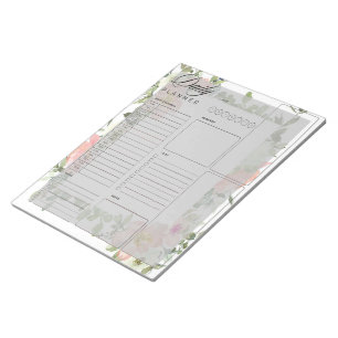 Bloc-note Feuilles de platine quotidienne à fleurs roses