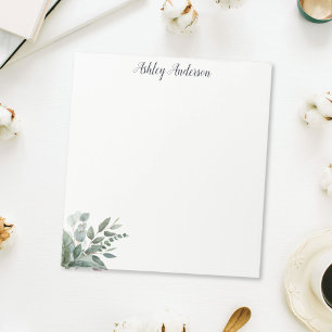 Bloc-note Feuilles d'eucalyptus Vert Sauge Tropical Aquarell