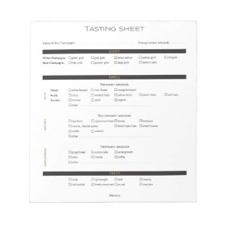 Bloc-note Fiche dégustation de Champagne & Vins Étincelants