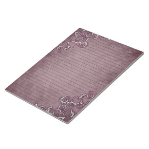Bloc-note Filigree blanc sur papier bordeaux dénudé