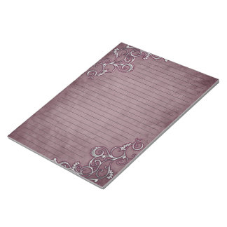 Bloc-note Filigree blanc sur papier bordeaux dénudé