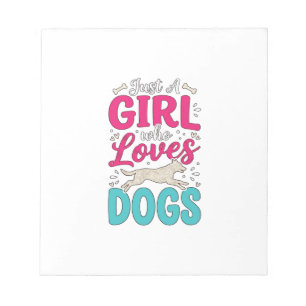 Bloc-note Fille aime les chiens Typographie de gravure vinta