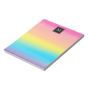 Bloc-note Fille Aquarelle arc-en-ciel Monogrammes enfants