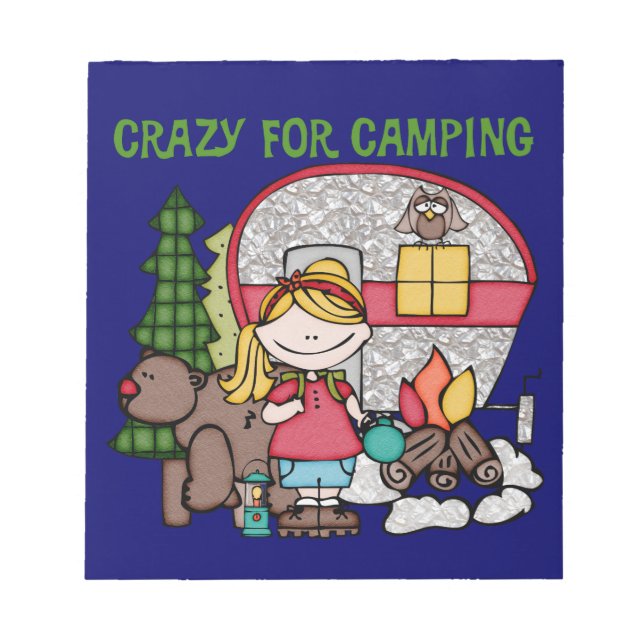 Bloc-note Fille blonde folle pour camper (Devant)